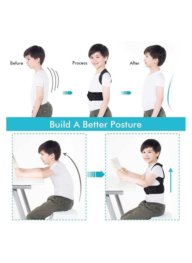 Back Brace, Posture Corrector for Kids Teens, Relieve Back Pain Adjustable Upper Back race Spinal Support with Soft Shoulder Pads to Prevent Humpback, Recommended by Doctor (M, Blue) - Image 3